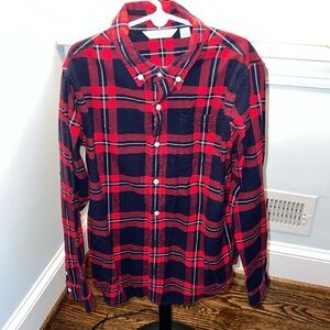 Janie and Jack navy/red plaid flannel shirt
